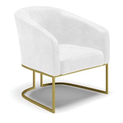 Cadeira Sala De Jantar Base Industrial Dourado Stella Sintético Pu D03 - D'rossi Cor Branco