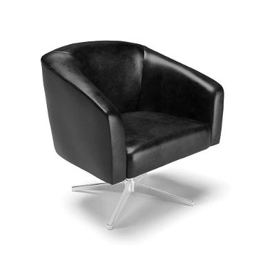 Cadeira Sala De Jantar Giratória Base Cromada Stella Sintético Pu D03 - D'rossi Cor Preto