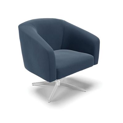 Cadeira Sala De Jantar Giratória Base Cromada Stella Suede D03 - D'rossi Cor Azul Marinho