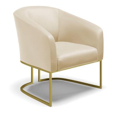 Cadeira Sala De Jantar Base Industrial Dourado Stella Sintético D03 - D'rossi Cor Bege