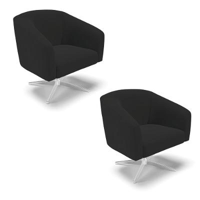Cadeira Sala De Jantar Giratória Base Cromada Kit 2 Stella Veludo D03 - D'rossi Cor Preto