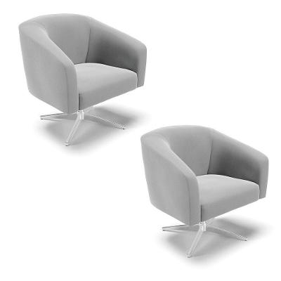 Cadeira Sala De Jantar Giratória Base Cromada Kit 2 Stella Suede D03 - D'rossi Cor Cinza