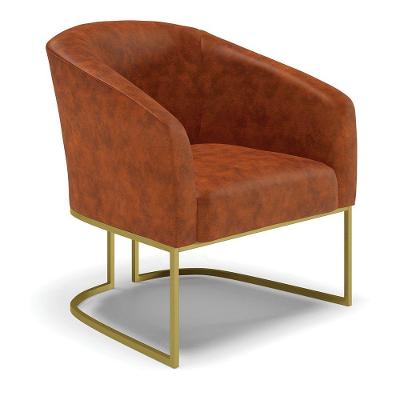 Cadeira Sala De Jantar Base Industrial Dourado Stella Sintético Pu D03 - D'rossi Cor Nozes