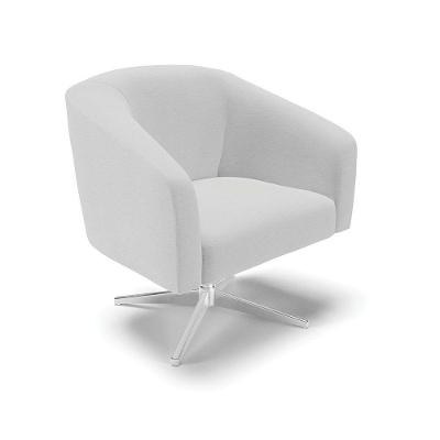 Cadeira Sala De Jantar Giratória Base Cromada Stella Linho D03 - D'rossi Cor Cinza