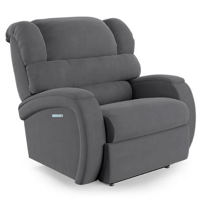 Poltrona Do Papai Reclinável Napoli Elétrica Botão Led Massagem Veludo Fh1 Cinza
