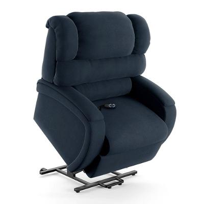 Poltrona Do Papai Reclinável Napoli Elevação Lift Elétrico Veludo Fh1 Azul