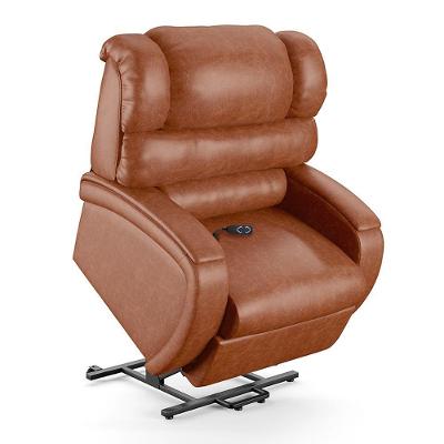 Poltrona Do Papai Reclinável Napoli Elevação Lift Elétrico Pu Caramelo Brilho Fh1