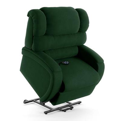Poltrona Do Papai Reclinável Napoli Elevação Lift Elétrico Veludo Fh1 Verde