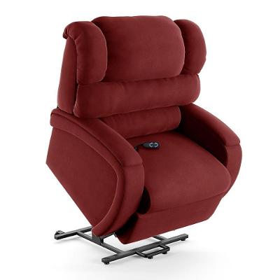 Poltrona Do Papai Reclinável Napoli Elevação Lift Elétrico Veludo Fh1 Vermelho