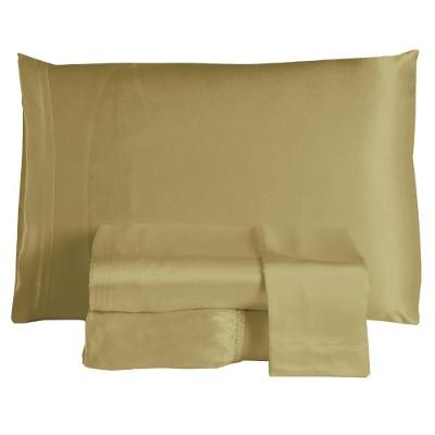 Jogo Cama Lençol Splendore Casal Padrão Cetim Charmousse Alto Brilho 4 Peças - Dourado