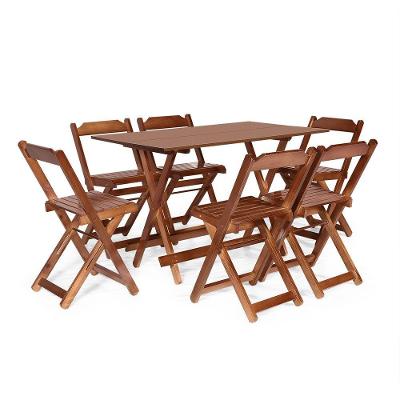 Jogo De Mesa 1,20 X 70 Com 6 Cadeiras Dobráveis De Madeira Cor Imbuia - M.b Móveis