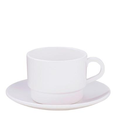 Xícara Elegance Para Chá Com Pires 250ml Branca Em Policarbonato Linha Profissional Cook Vem