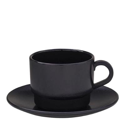 Xícara Elegance Para Chá Com Pires 250ml Preta Em Policarbonato Linha Profissional Cook Vem