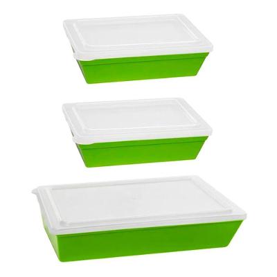 Kit Travessas Stillo Com Tampa 3 Peças Verde Em Polipropileno Linha Tropical Vem