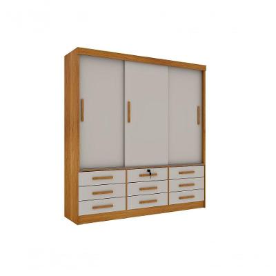 Guarda Roupa Casal Chicago 3 Portas 9 Gavetas S/Espelho Tcil Cinamomo/Off White.
