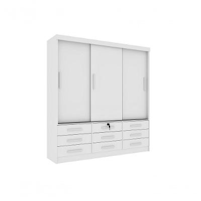 Guarda Roupa Casal Chicago 3 Portas 9 Gavetas S/Espelho Tcil Neve
