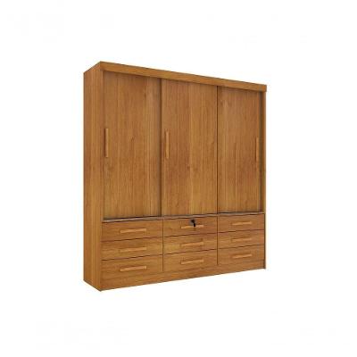 Guarda Roupa Casal Chicago 3 Portas 9 Gavetas S/Espelho Tcil Cinamomo