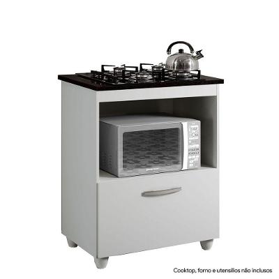Balcão Para Cooktop De 4 Bocas 1 Porta Basculante Salvia Kaiki Móveis Branco