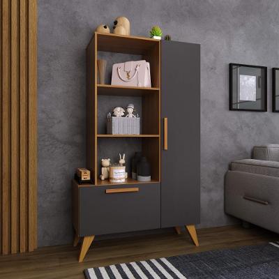 Estante Multiuso 80cm 1 Porta 1 Gaveta Atenas Fidelitá Freijó/chumbo