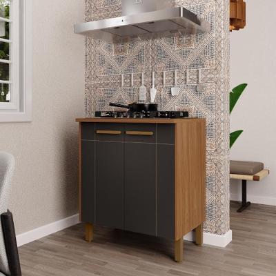 Balcão De Cozinha 80cm 2 Portas Atenas Freijó/chumbo