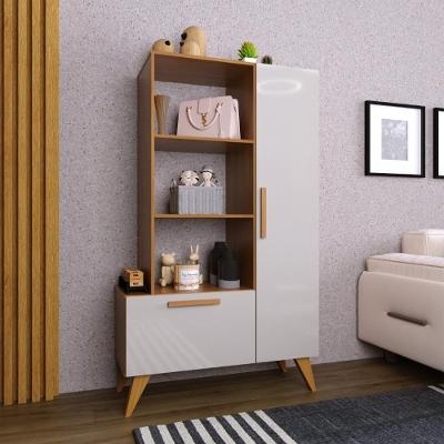 Estante Multiuso 80cm 1 Porta 1 Gaveta Atenas Fidelitá Freijó/off-white
