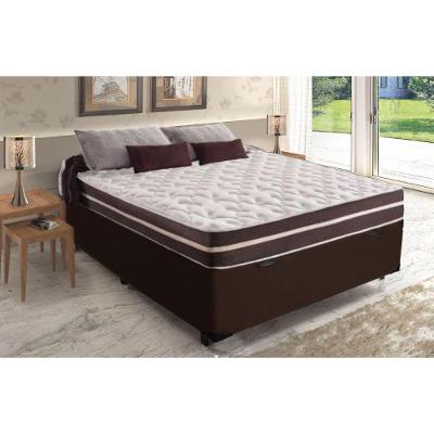 Cama Box Baú Casal + Colchão De Molas Prime Colchões Classic Superlastic 138x188x64 Marrom
