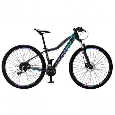 Bicicleta Aro29 Krw Alumínio Shimano 24v Freio Hidráulico S5 15.5 Preto-Lilás E Turquesa