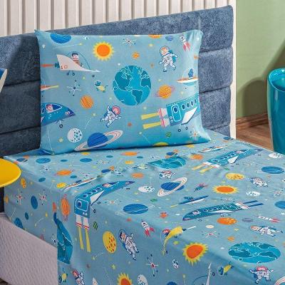 Jogo De Cama Lençol Bouti Infantil Kids Solteiro 03 Peças - Astronauta.