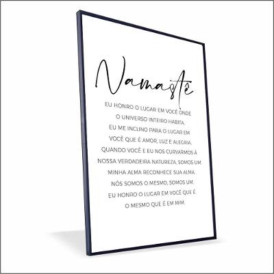 Quadro Namaste Vinil Com Vidro Tamanho/moldura 20x20 Baixa Cor Preta