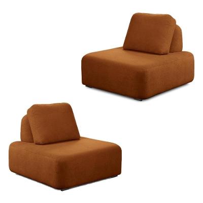 Kit 2 Poltronas Decorativas Santiago Sala De Estar Pés Em Madeira Bouclê Terracota