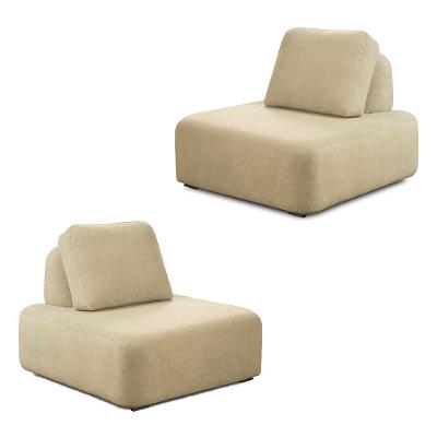 Kit 2 Poltronas Decorativas Santiago Sala De Estar Pés Em Madeira Bouclê Bege