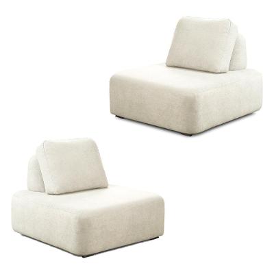 Kit 2 Poltronas Decorativas Santiago Sala De Estar Pés Em Madeira Bouclê Branco