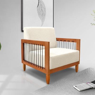 Poltrona Sala De Estar Pés Madeira Maciça Corda Náutica Preta 75cm Manila Linho Off White Rústico