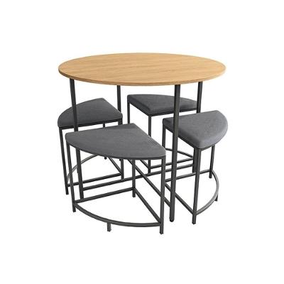 Mesa de Sala Jantar LI038 c/Tampo Madeirado 90 cm + 4 Banquetas Freijó/Preto Fosco - Kappesberg
