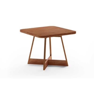 Mesa de Sala Jantar Átria 1593 Quadrada Aço c/Tampo Madeirado 90x90cm Nogal/Freijo Rose - Carraro