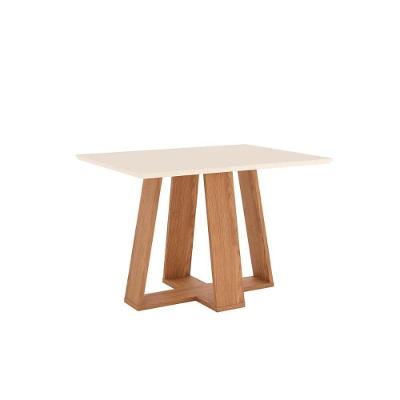 Mesa de Sala Jantar Lins SC91 c/Tampo Madeirado Reto s/ Vidro 120x80cm Nature/Off White - Henn