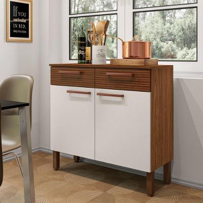 Balcão Gabinete De Cozinha 90 Cm 2 Portas Nala Kits Paraná Nogueira Off White Ripado