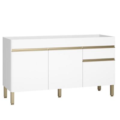 Balcão Gabinete De Pia 150 Cm 3 Portas Sem Tampo Kits Paraná Branco Supremo Branco-supremo