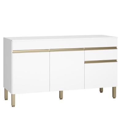 Balcão Gabinete De Pia 150 Cm 3 Portas Com Tampo Kits Paraná Branco Supremo Branco-supremo