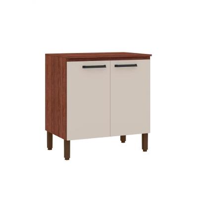 Balcão De Cozinha 2 Portas 0,80 Cm Com Tampo Ametista Kits Parana Nogueira Off White-tpnogueira