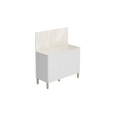 Balcao De Cozinha 3 Portas 2 Gavetas 1,20 Cm Com Tampo E Painel Art Kits Parana Branco-artico