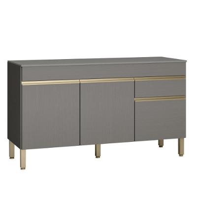 Balcão Gabinete De Pia 150 Cm 3 Portas Com Tampo Kits Paraná Cinza Gris Cinza-gris