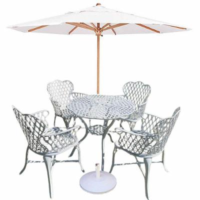 Conjunto 4 Cadeiras E Mesa Viena Bambu Em Alumínio Para Piscina Jardim Branco