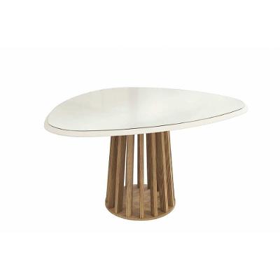Mesa de Sala Jantar Lavanda + Tampo Madeirado c/ Vidro 135x105cm Nogueira/Off White - Kappesberg