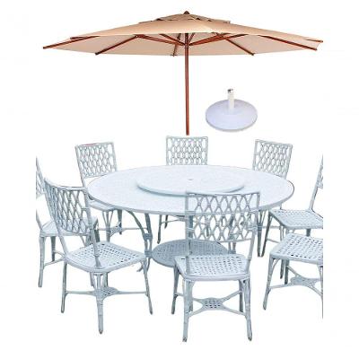 Conjunto Mesa Giratoria 8 Cadeiras Aluminio Piscina Jardim Bege