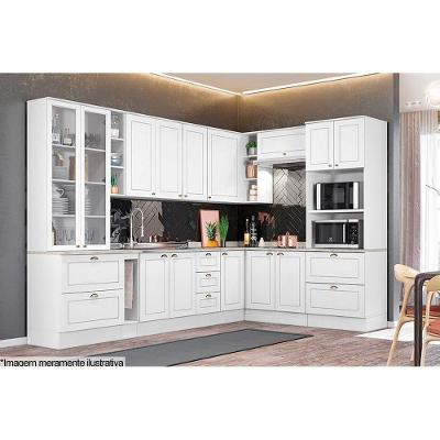 Balcão de Cozinha Americana p/ Pia 3 Gavetas e 2 Portas c/Tampo 120cm Branco - Henn