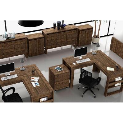 Balcão de Escritório ME4149 c/ 2 Portas c/ Chave Amêndoa/Preto - Tecno Mobili