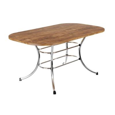 Mesa de Sala Jantar 1547 Aço c/Tampo Madeirado 160x90cm Freijo c/ Rose - Carraro