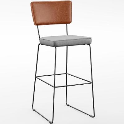 Banqueta Alta Cozinha Allana L02 Camel Linho Cinza