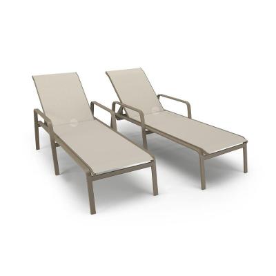 Kit 2 Espreguiçadeiras Piscina Alumínio Fendi Tela Bege